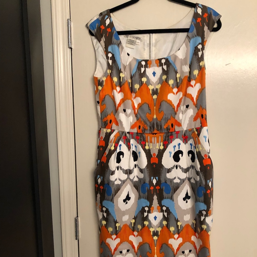 Maggie London orange sleeveless sheath dress 12